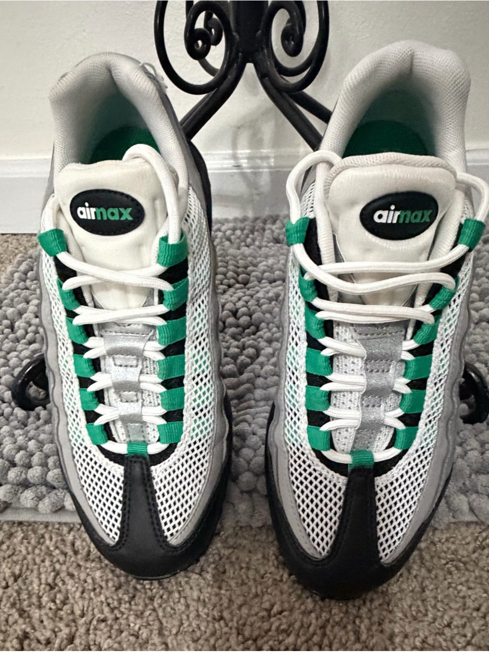 Nike Kids White, Black & Green Air Max Sneakers